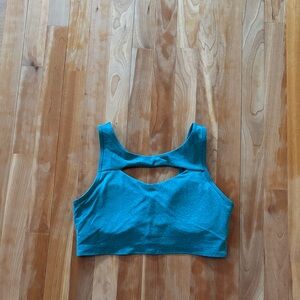 Teal Sports Bra with Cutout Front